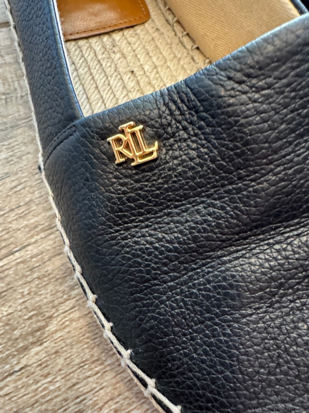 Ralph Lauren Black Leather Espadrille Slip-ons. Women’s size 9 - Picture 11 of 11